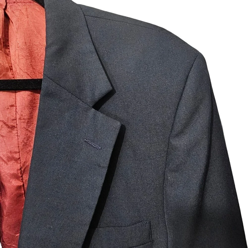Austin Manor Tailored Single Breasted Notched Collar Midnight Navy Blazer Jacket